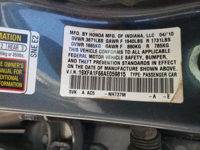 19XFA1F66AE059815 - 2010 HONDA CIVIC LX-S Boz foto 10