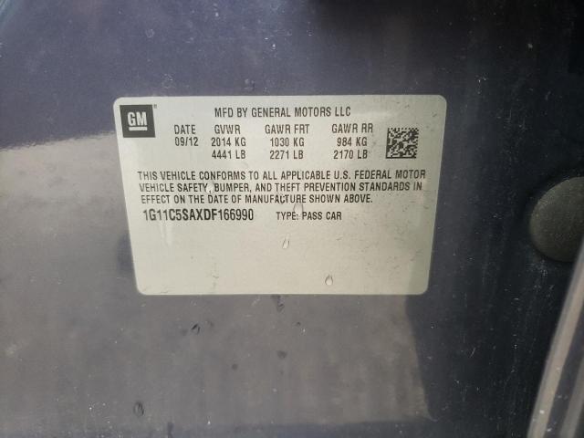 1G11C5SAXDF166990 - 2013 CHEVROLET MALIBU 1LT ლურჯი ფოტო 10