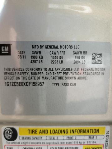 1G1ZC5E0XCF158957 - 2012 CHEVROLET MALIBU 1LT 金色 照片 10