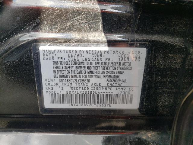 3N1AB8DV2LY255376 - 2020 NISSAN SENTRA SR BLACK photo 10