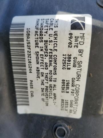 1G8AJ52F23Z101244 - 2003 SATURN ION LEVEL WHITE photo 10