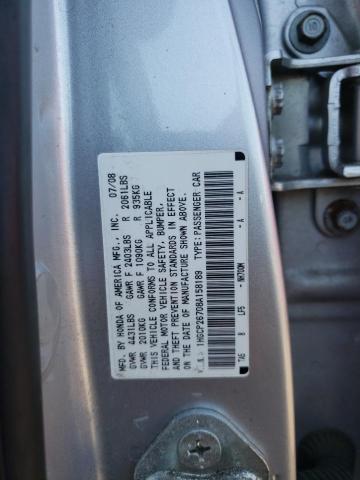 1HGCP26708A158189 - 2008 HONDA ACCORD EX SILVER photo 10