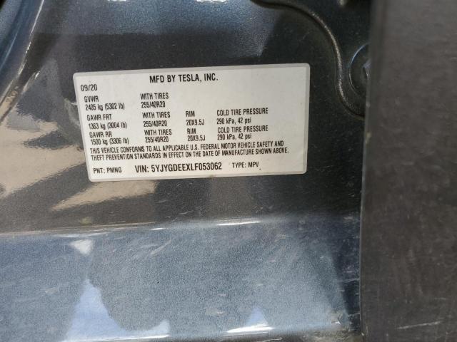 5YJYGDEEXLF053062 - 2020 TESLA MODEL Y رمادي صورة 10