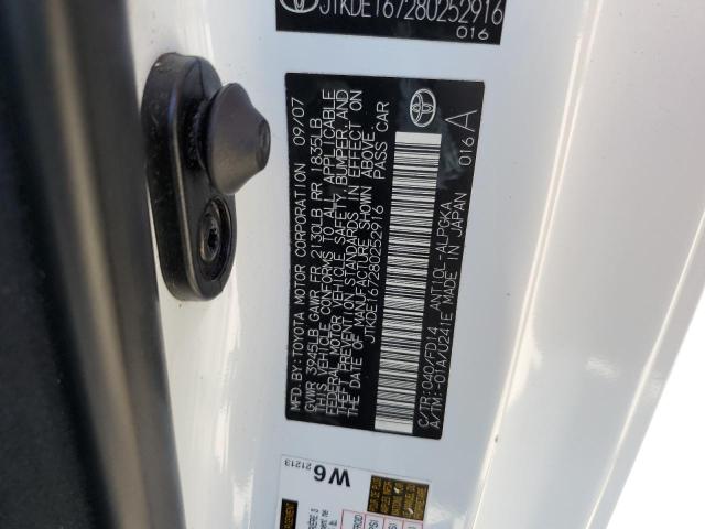 JTKDE167280252916 - 2008 TOYOTA SCION TC 白色 照片 10