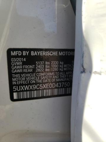 5UXWX9C5XE0D43750 - 2014 BMW X3 XDRIVE2 WHITE photo 10