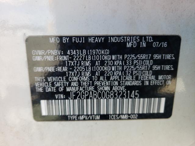 JF2GPABC0G8323145 - 2016 SUBARU CROSSTREK PREMIUM  ფოტო 10