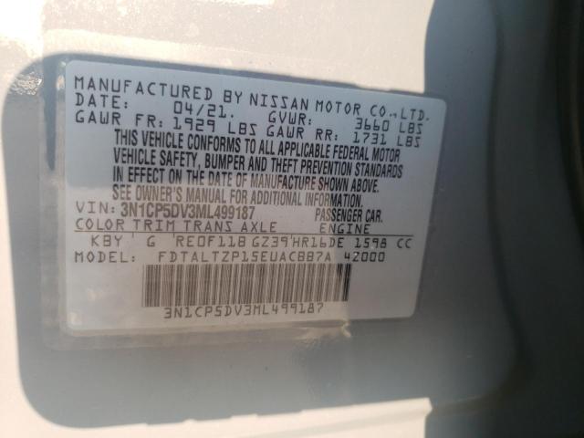 3N1CP5DV3ML499187 - 2021 NISSAN KICKS SR GRAY photo 10