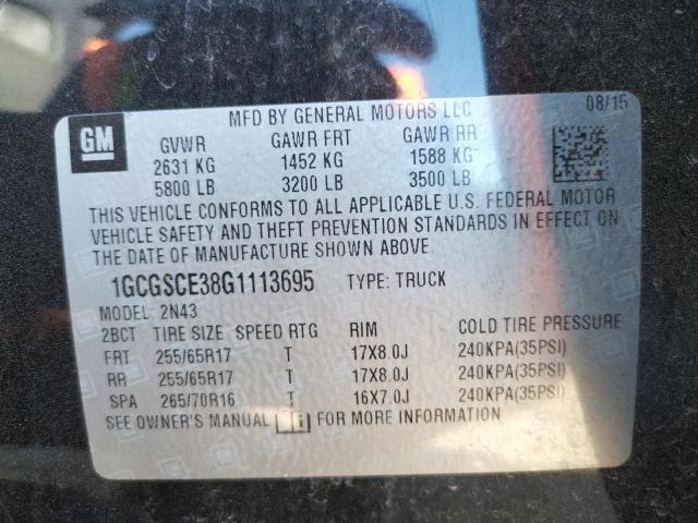 1GCGSCE38G1113695 - 2016 CHEVROLET COLORADO L BLACK photo 10