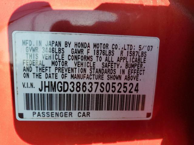 JHMGD38637S052524 - 2007 HONDA FIT S  ფოტო 10