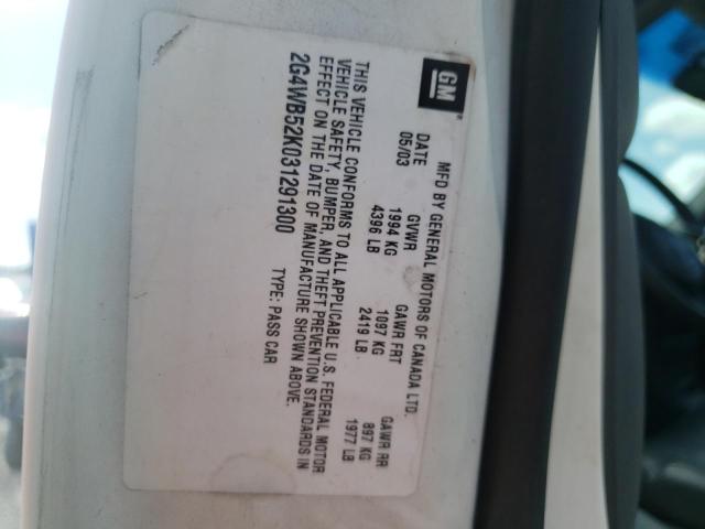 2G4WB52K031291300 - 2003 BUICK REGAL LS 白色 照片 10