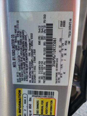 3FA6P0G71DR125061 - 2013 FORD FUSION S SILVER photo 10