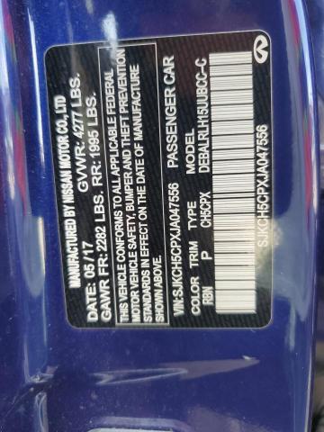 SJKCH5CPXJA047556 - 2018 INFINITI QX30 BASE BLUE photo 10