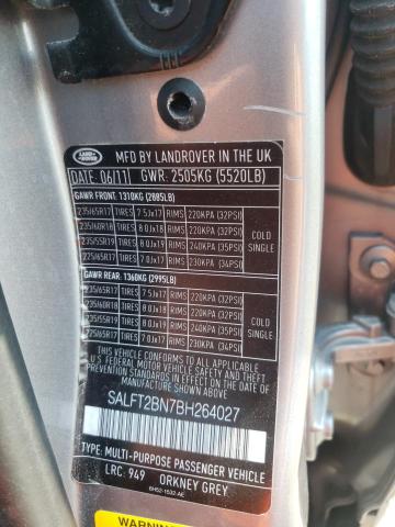 SALFT2BN7BH264027 - 2011 LAND ROVER LR2 HSE LU SILVER photo 10