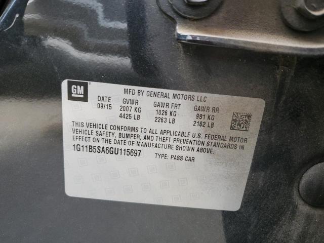 1G11B5SA6GU115697 - 2016 CHEVROLET MALIBU LIM 灰色 照片 10