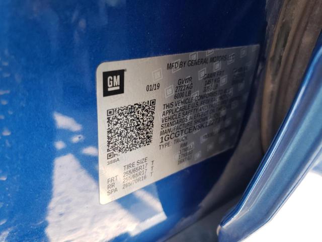 1GCGTCEN8K1227378 - 2019 CHEVROLET COLORADO L BLUE photo 10