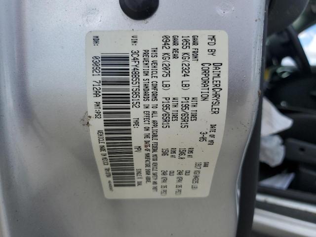 3C4FY48B55T585152 - 2005 CHRYSLER PT CRUISER SILVER photo 10