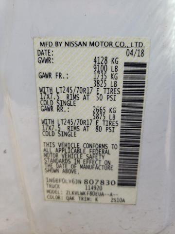 1N6BF0LY6JN807830 - 2018 NISSAN NV 2500 S WHITE photo 10