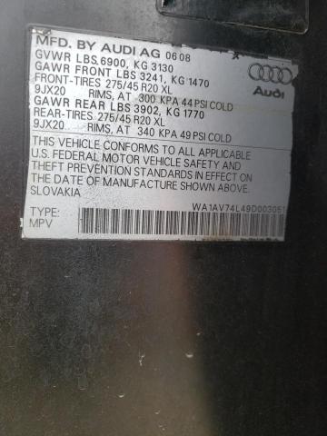 WA1AV74L49D003051 - 2009 AUDI Q7 PRESTIG BLACK photo 10