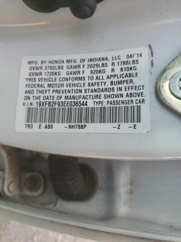 19XFB2F93EE036544 - 2014 HONDA CIVIC EXL Ağ foto 10