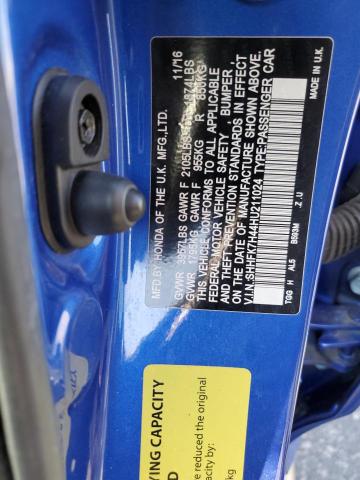 SHHFK7H44HU211024 - 2017 HONDA CIVIC SPOR 蓝色 照片 10