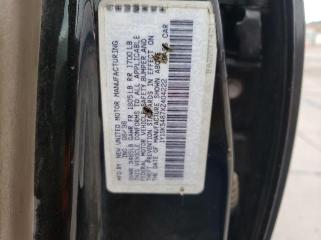 1Y1SK5487XZ404222 - 1999 CHEVROLET GEO PRIZM შავი ფოტო 10