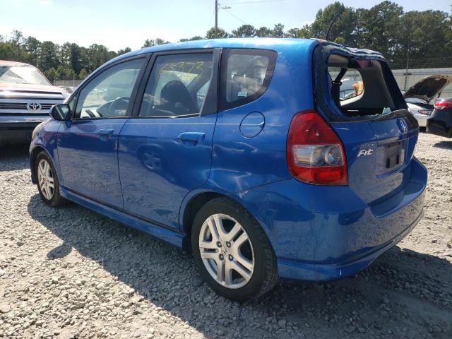 JHMGD38647S028362 - 2007 HONDA FIT S BLUE photo 3