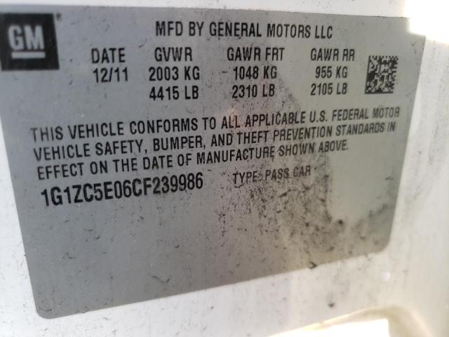 1G1ZC5E06CF239986 - 2012 CHEVROLET MALIBU 1LT WHITE photo 10