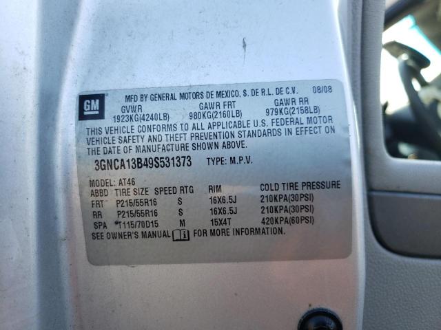 3GNCA13B49S531373 - 2009 CHEVROLET HHR LS SILVER photo 10