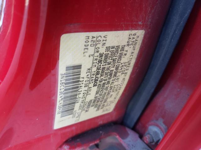 3N1BC134E9L438438 - 2009 NISSAN VERSA RED photo 10