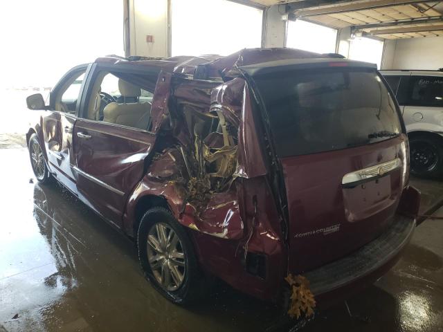 2A8HR64X38R777981 - 2008 CHRYSLER TOWN & COU BURGUNDY photo 3