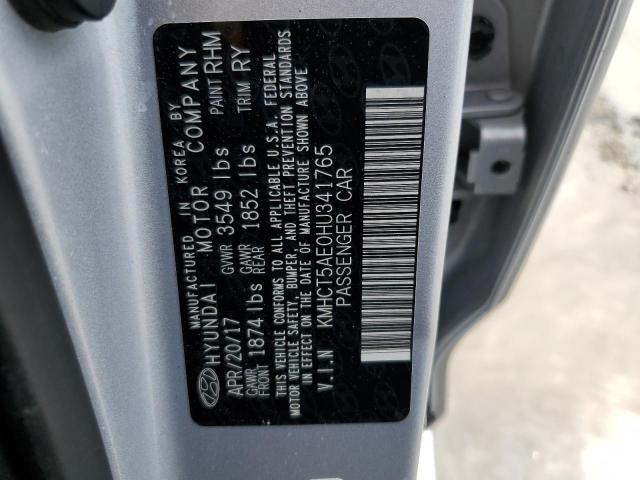 KMHCT5AE0HU341765 - 2017 HYUNDAI ACCENT SE SILVER photo 10