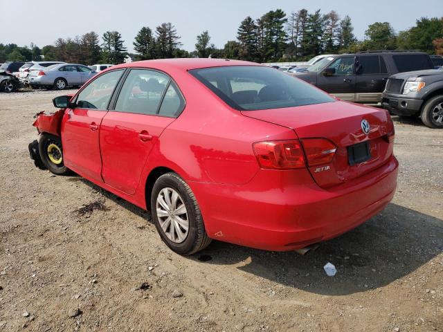 3VW2K7AJ9DM295943 - 2013 VOLKSWAGEN JETTA BASE RED photo 3