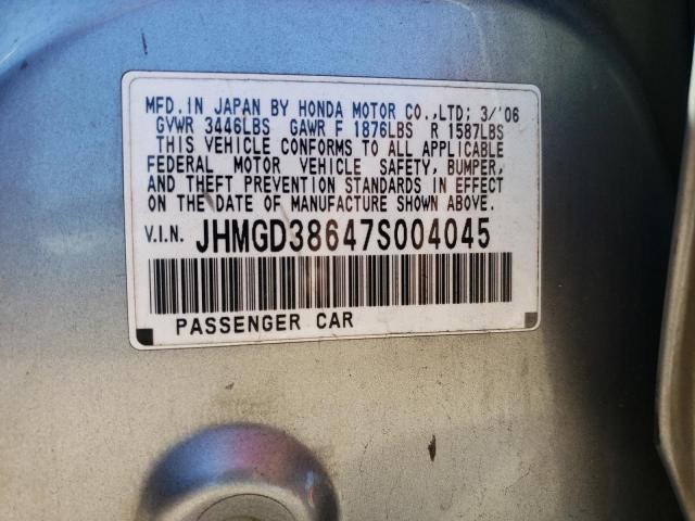 JHMGD38647S004045 - 2007 HONDA FIT S 银色 照片 10