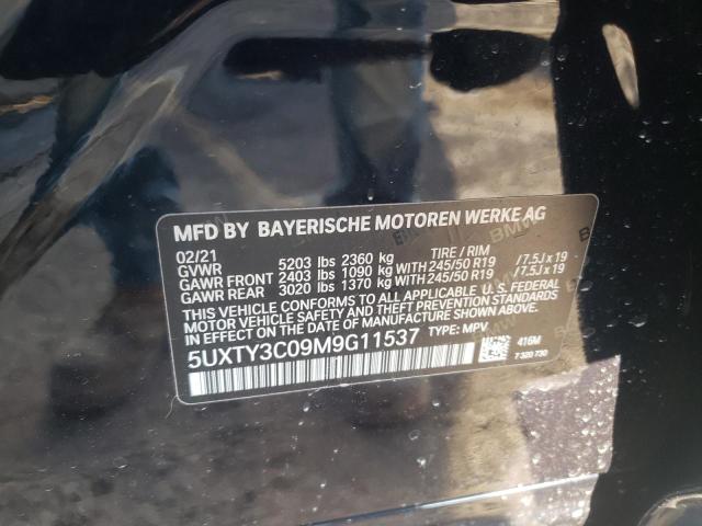 5UXTY3C09M9G11537 - 2021 BMW X3 SDRIVE3 BLUE photo 10