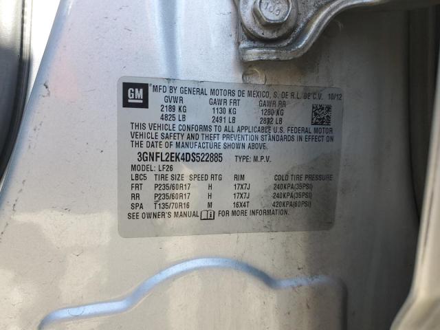 3GNFL2EK4DS522885 - 2013 CHEVROLET CAPTIVA LS 银色 照片 10