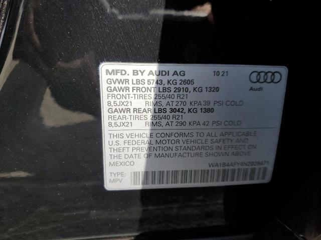 WA1B4AFY4N2028471 - 2022 AUDI SQ5 PREMIU BLACK photo 10