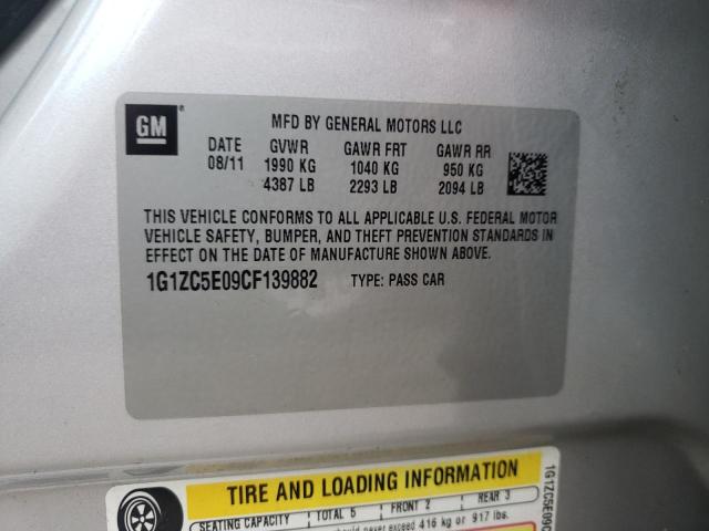 1G1ZC5E09CF139882 - 2012 CHEVROLET MALIBU 1LT SILVER photo 10