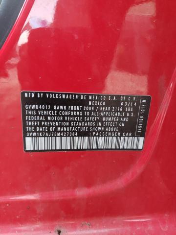 3VW1K7AJ7EM427384 - 2014 VOLKSWAGEN JETTA BASE RED photo 10