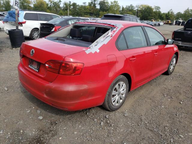 3VW1K7AJ7EM427384 - 2014 VOLKSWAGEN JETTA BASE RED photo 4