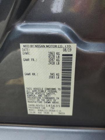 1N4BL4EV3LC145635 - 2020 NISSAN ALTIMA SL GRAY photo 10