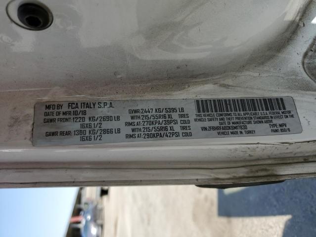 ZFBHRFAB0K6M17830 - 2019 RAM PROMASTER 白色 照片 10