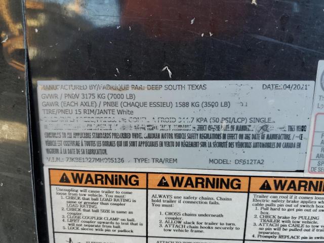 7JKBE1227MH005136 - 2021 TRAIL KING ENCLOSED შავი ფოტო 10