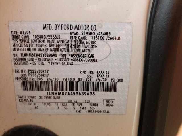 1LNHM87A45Y639698 - 2005 LINCOLN LS 奶油色 照片 10