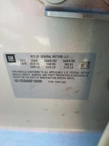 1G11C5SA8GF126685 - 2016 CHEVROLET MALIBU LIM 金色 照片 10