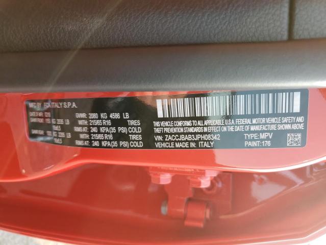 ZACCJBAB3JPH08342 - 2018 JEEP RENEGADE S RED photo 10