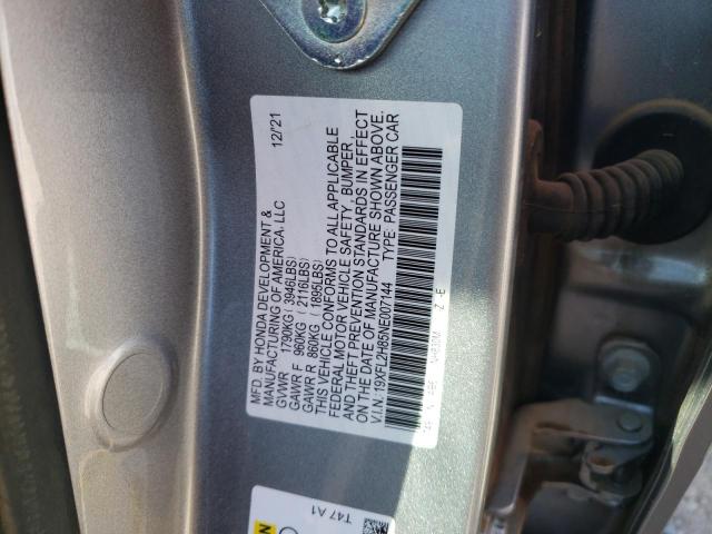 19XFL2H85NE007144 - 2022 HONDA CIVIC SPOR SILVER photo 10