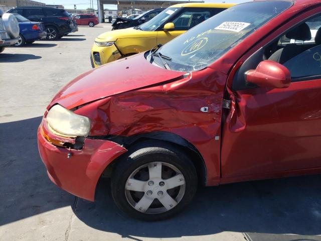 KL1TD66647B780719 - 2007 CHEVROLET AVEO BASE RED photo 9