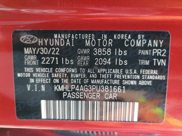 KMHLP4AG3PU381661 - 2023 HYUNDAI ELANTRA LI RED photo 10