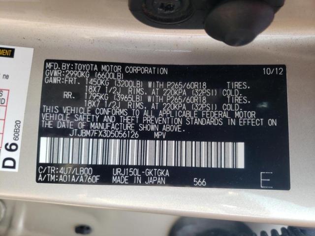 JTJBM7FX3D5056126 - 2013 LEXUS GX 460 CREAM photo 10