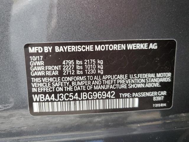 WBA4J3C54JBG96942 - 2018 BMW 430XI GRAN CHARCOAL photo 10